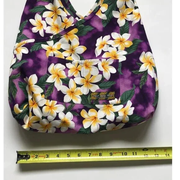 NWOT, Island Aloha Wear, Purple w/Tropical Floral, Cloth, Hobo/Beach/Tote Bag - Picture 10 of 11